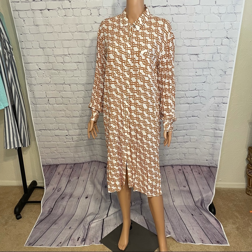 Forever 21 burnt orange and white abstract size small maxi dress boho